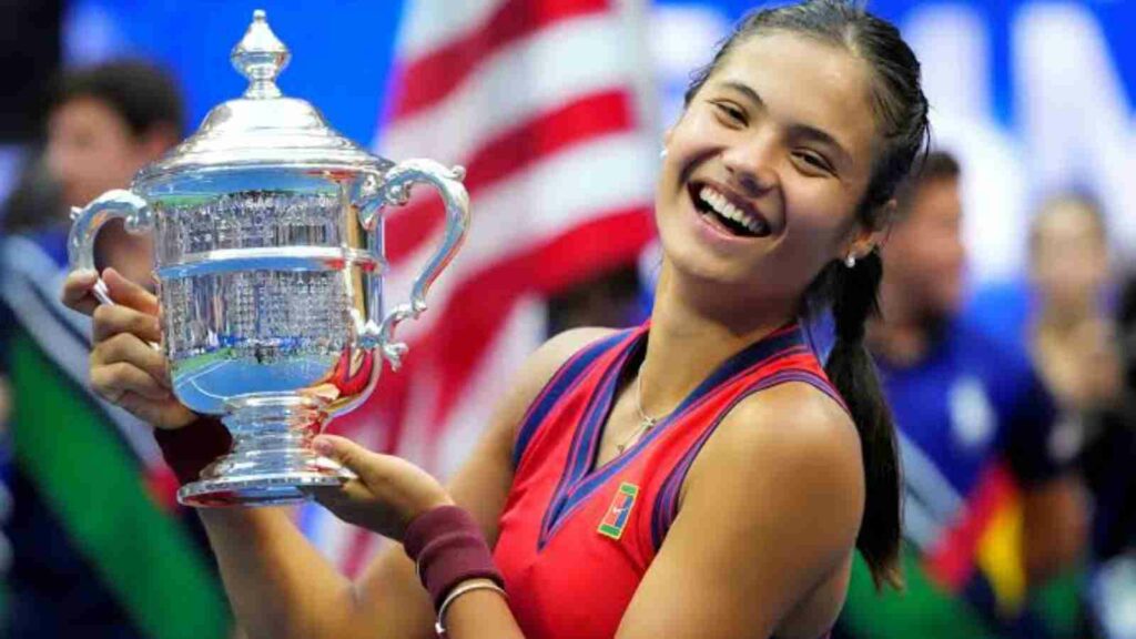 Emma Raducanu after winning the US Open