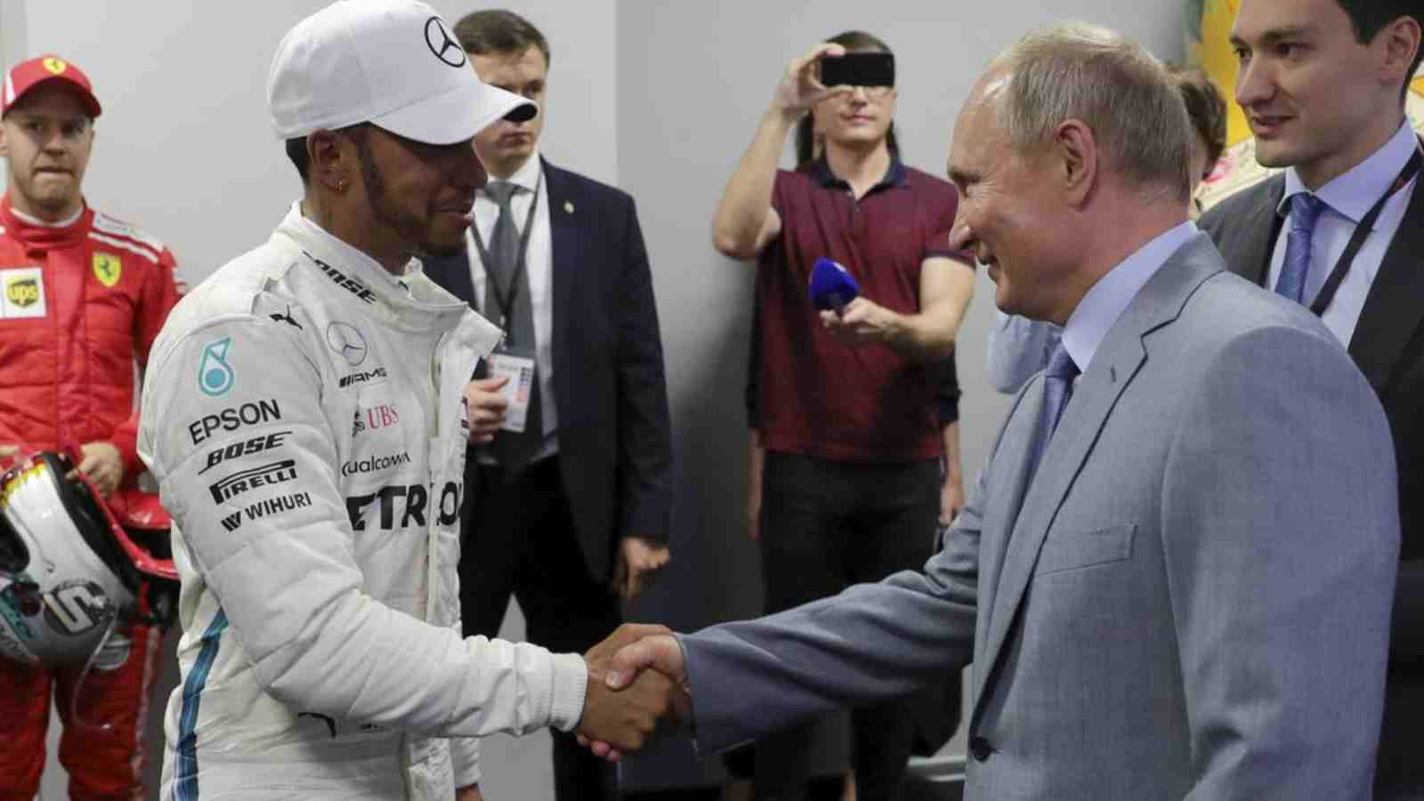 When Lewis Hamilton apologised for spraying champagne on Russian President Vladimir Putin
