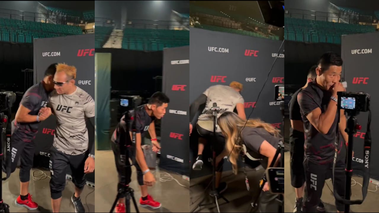 Li Jingliang prevents apocalypse as he stops Tony Ferguson from tripping over wires before UFC 279