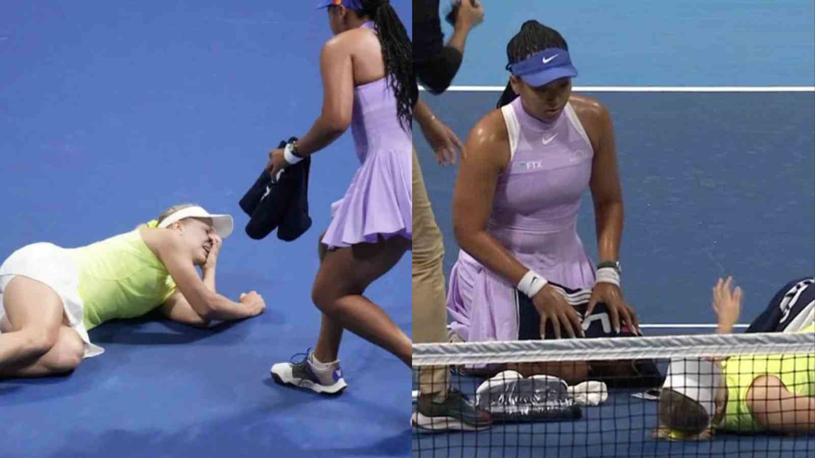 WATCH: Daria Saville retires in tears after a terrible fall as a concerned Naomi Osaka runs to the other side of the court for help