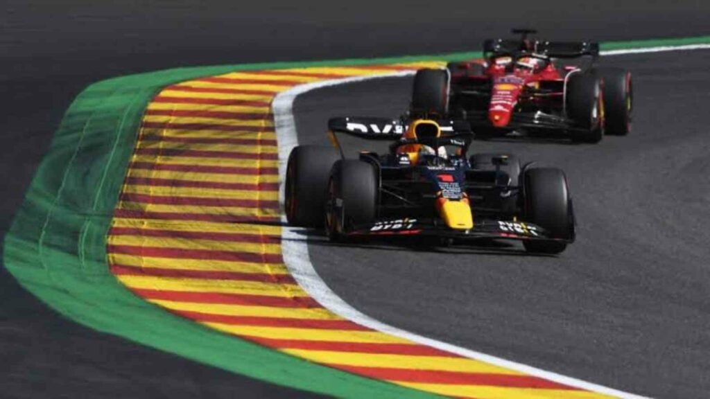 Red Bull and Ferrari at the 2022 F1 Belgian GP at Spa