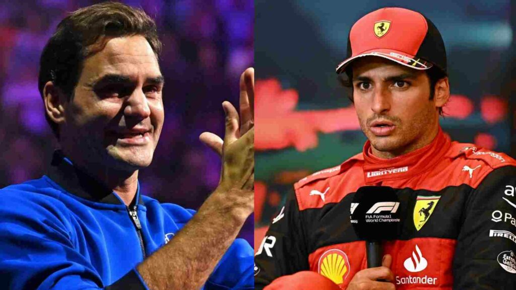 Roger Federer (L) Carlos Sainz (R)