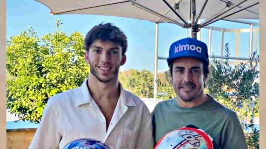 "Alonso is only in F1 to get every helmet" - F1 Twitter blows up after Pierre Gasly and Fernando Alonso swap helmets 1 Adobe Express 20220927 2127310 1