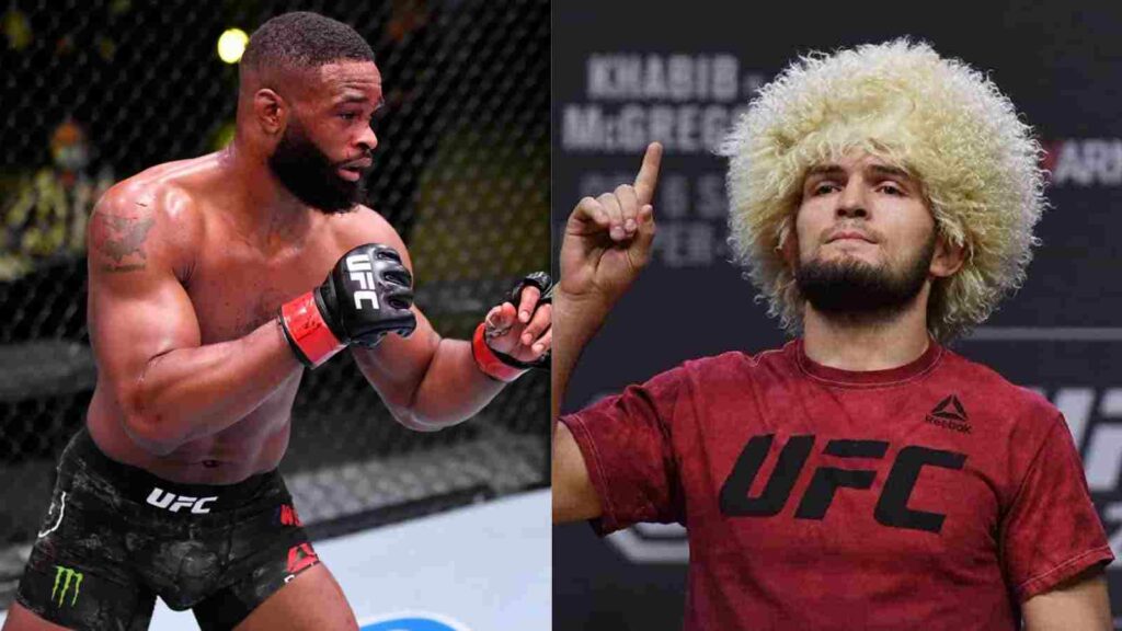 Tyron Woodley (L), Khabib Nurmagomedov (R)