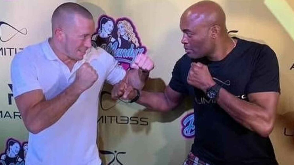 George St-Pierre (L) and Anderson Silva (R) square off