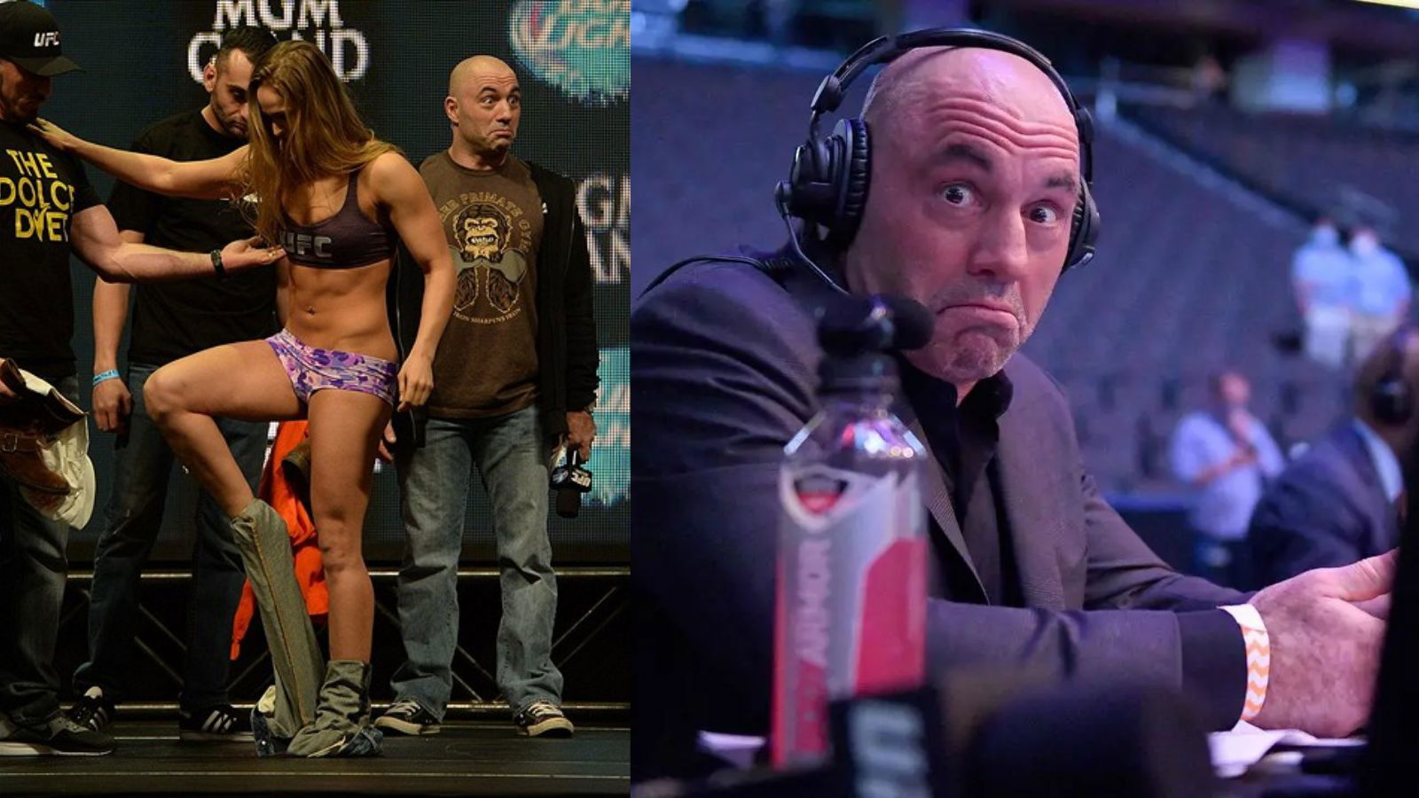 WATCH: Joe Rogan struggles to keep his eye off an in-shape Ronda Rousey as she prepares to weigh in