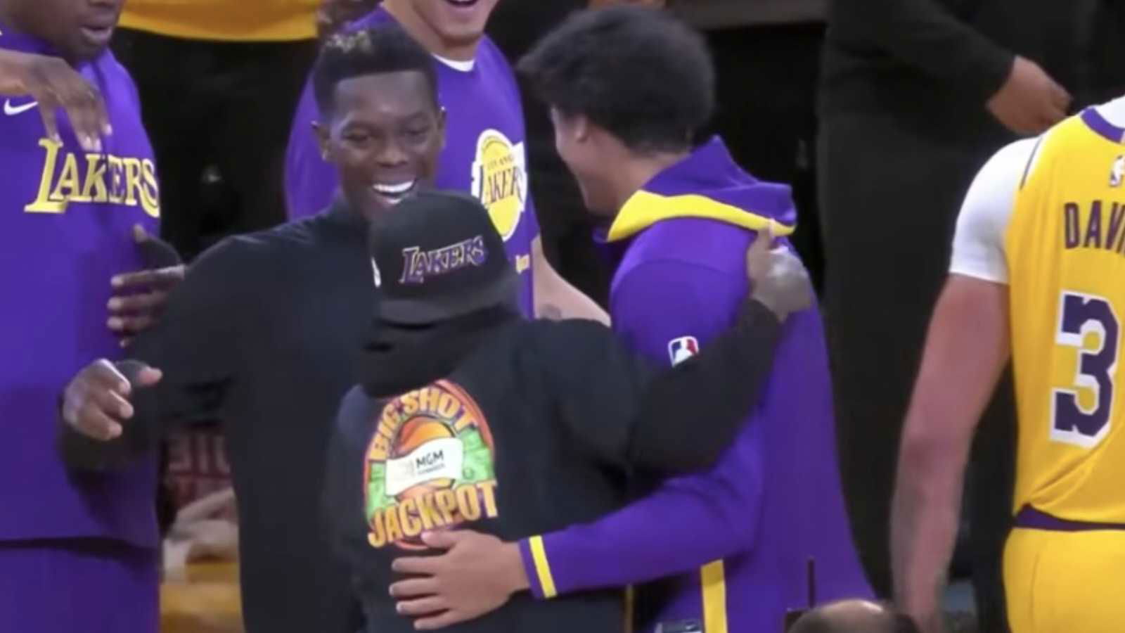 Watch: Lakers bench goes berserk as fan hits $75,000 half-court shot in surreal fashion