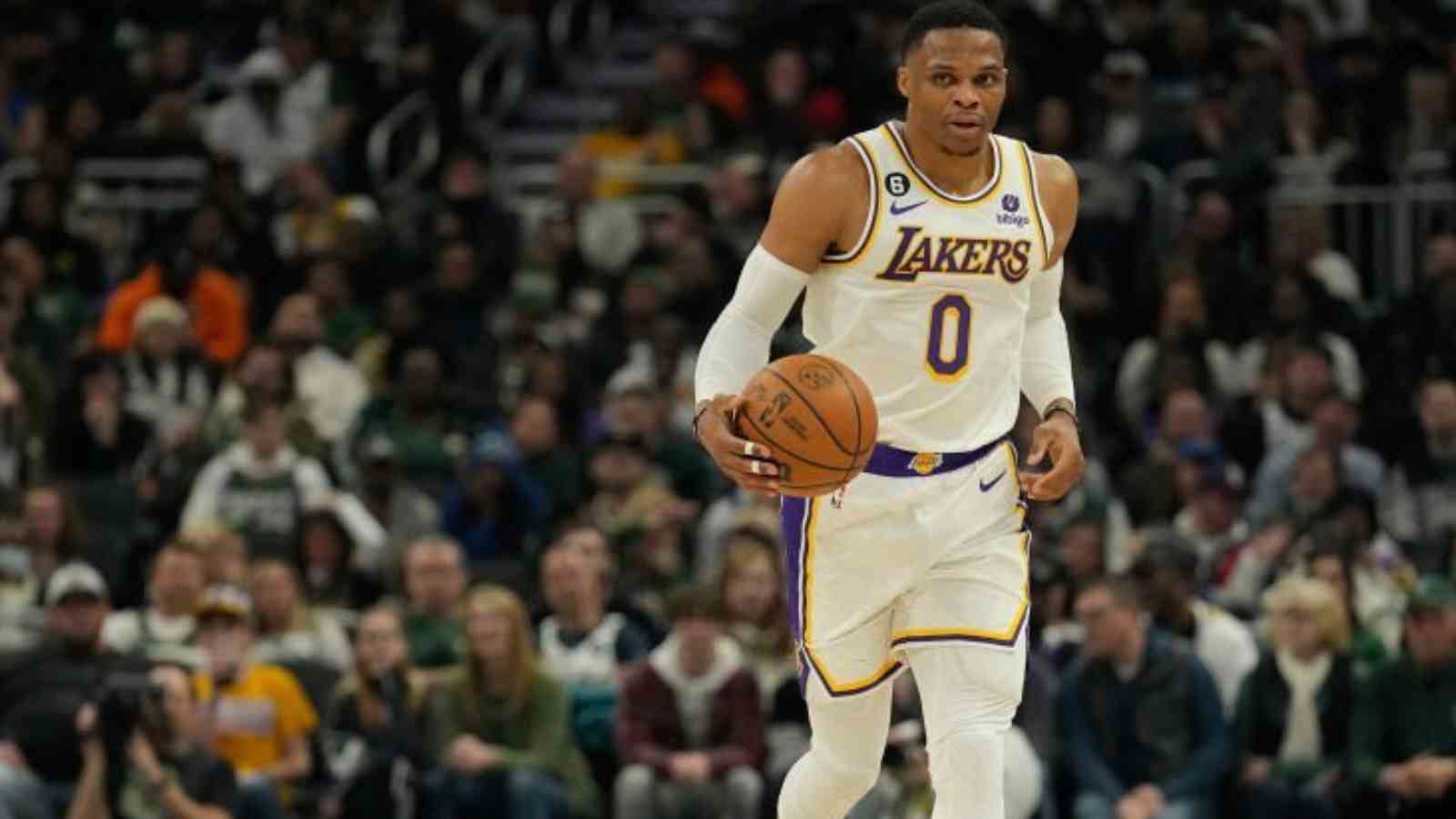 “Dude is always hissing about something”- Russell Westbrook gets into a heated altercation with courtside fan during Bucks vs Lakers, fans react