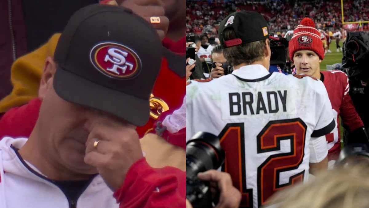 WATCH: “This is what sports is all about” – Brock Purdy’s dad in TEARS seeing his son make his debut for the 49ers opposite legendary Tom Brady