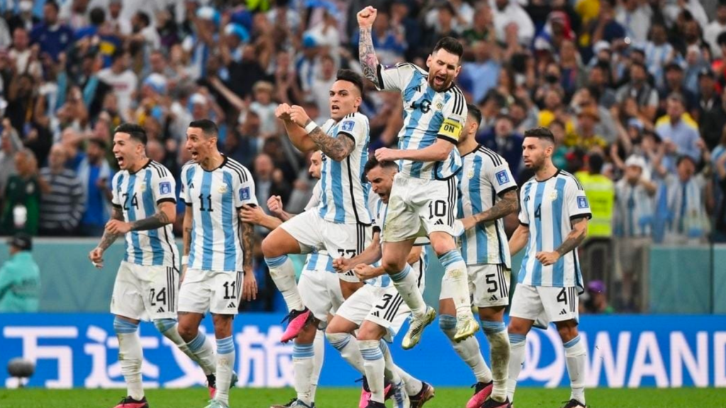 Lionel Messi and Argentina celebrating