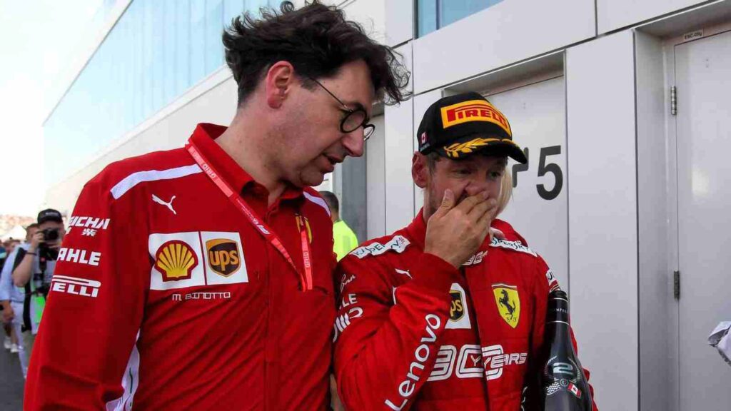 "That maybe has been the most difficult task I’ve done myself through my career," Mattia Binotto opens up on informing Sebastian Vettel that his contract wasn't being renewed 1 Mattia Binotto (L) and Sebastian Vettel (R)
