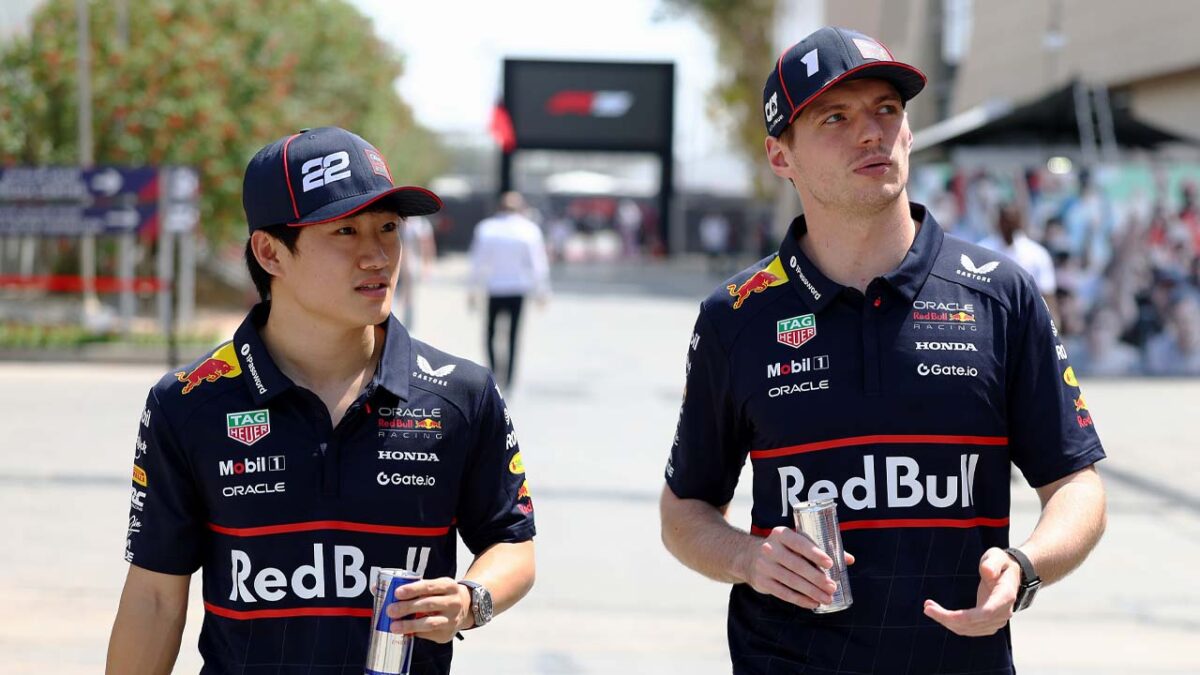 "Sweet Lily," Max Verstappen and Kelly Piquet welcome baby daughter in heartfelt Instagram post 2 Yuki Tsunoda and Max Verstappen (via Red Bull)
