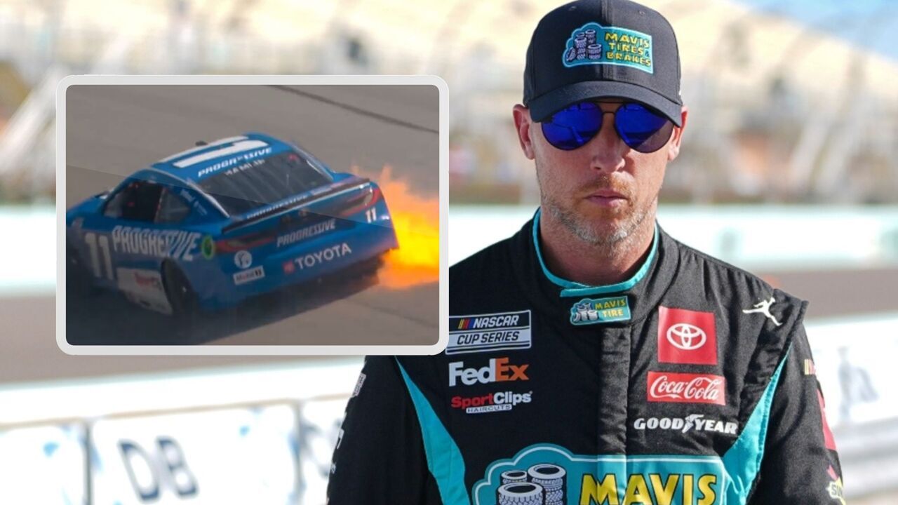 (Video) Denny Hamlin’s Toyota erupted in flames in a wild incident at Texas Cup race