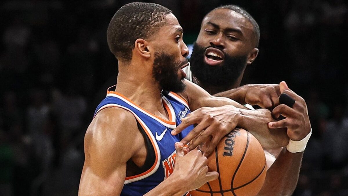 "Forever overrated" - Jayson Tatum ripped to shreds as Celtics lose to Knicks in electric Game 1 3 Mikal Bridges snatched the ball out Jaylen Brown's hands for the win