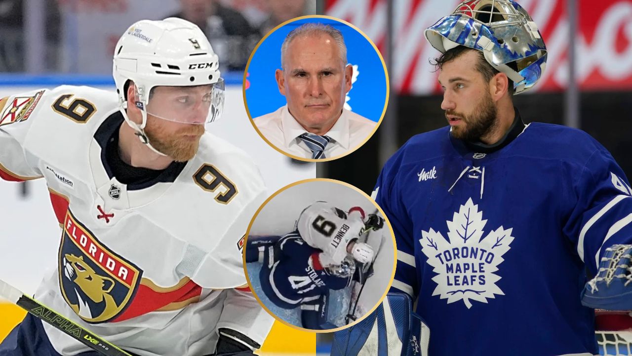 Craig Berube takes SWIPE at NHL officials after no penalty call on Sam Bennett’s hit on Anthony Stolarz in Game 1