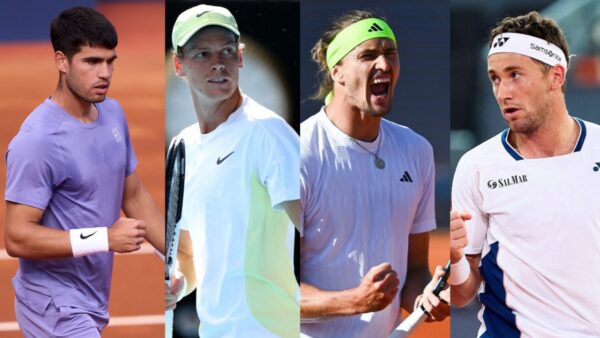 Carlos Alcaraz, Jannik Sinner, Alexander Zverev, Casper Ruud italian open