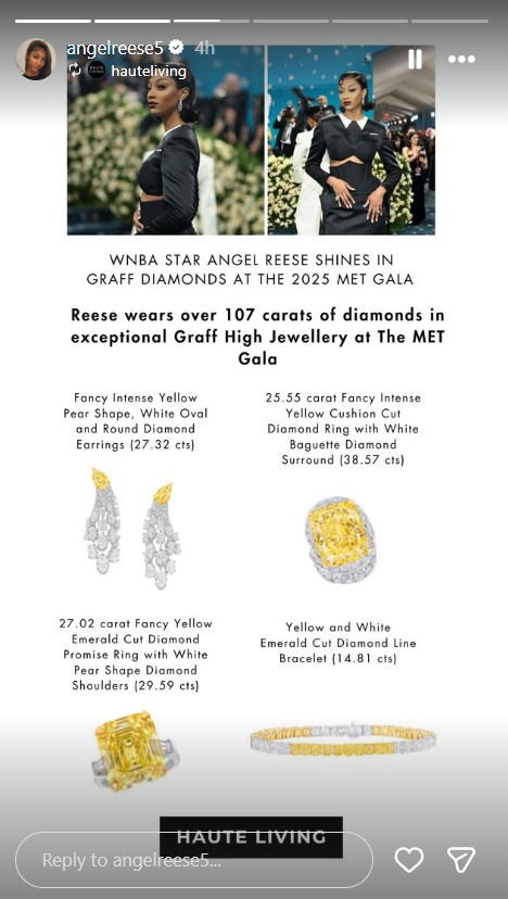 Angel Reese featured on 'Hottie Cam' as WNBA star stuns 107 carats of Diamonds 3 Angel Reese wearing 107 carat diamonds at Met Gala