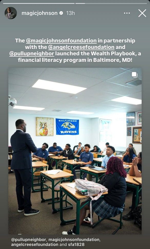 Angel Reese Teams up with Billionaire Magic Johnson to Educate Maryland Teenagers 3 Magic Johnson and Angel Reese's foundations working with Pull Up Neighbor