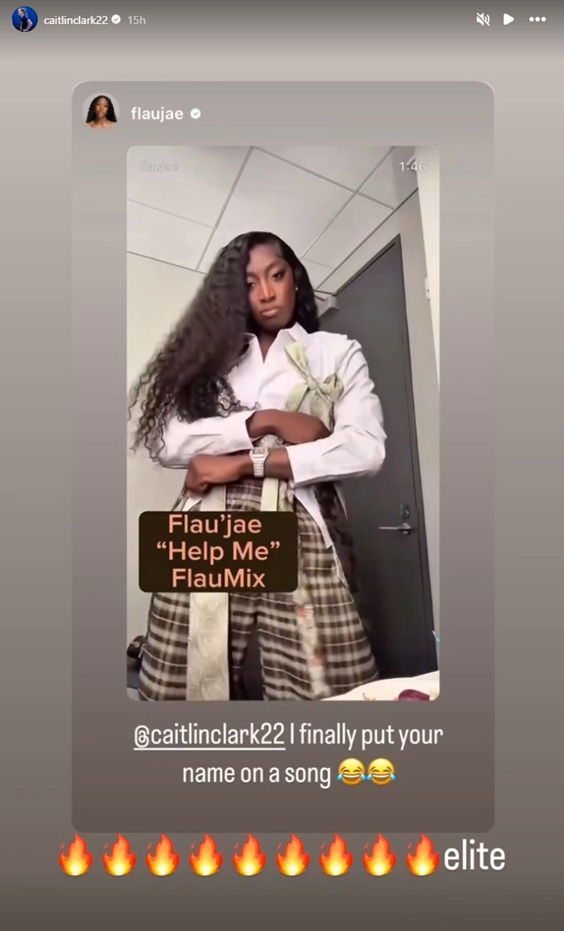 Angel Reese's Former Teammate Shouts out Caitlin Clark in New Rap Song 3 Caitlin Clark reacts to Flau'jae Johnson's new rap track