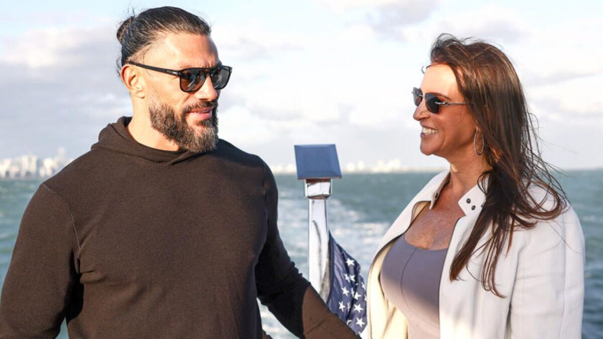 (Video) Stephanie McMahon Gets Almost Kicked out of Madison Square Garden by Her Husband Triple H 2 Roman Reigns and Stephanie McMahon
