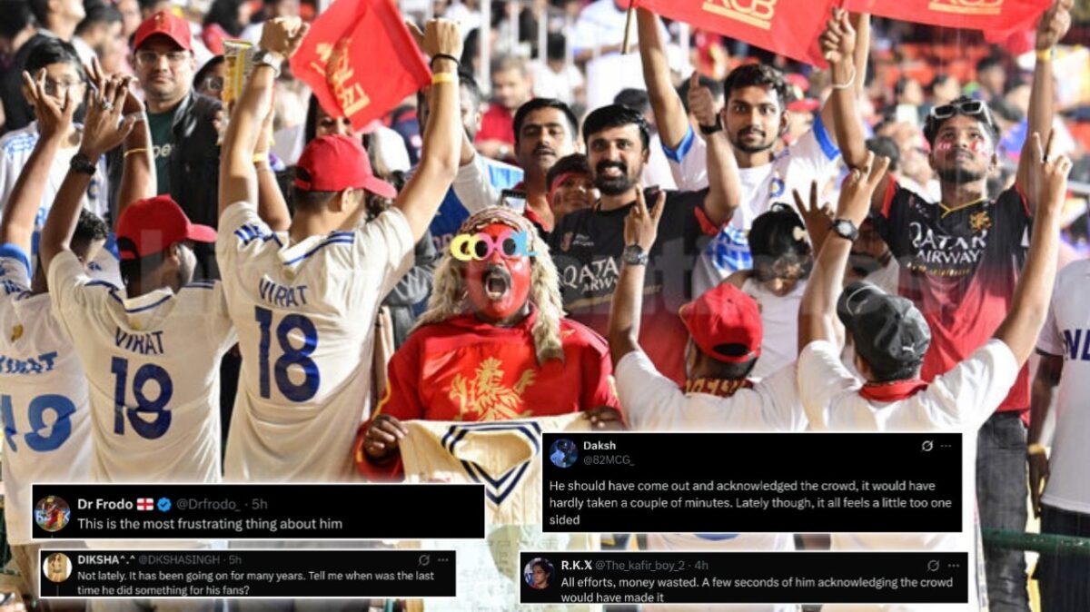 Virat Kohli Not Acknowledging RCB Fans’ All-White Gesture at Chinnaswamy Doesn’t Sit Well with the Internet - “A Little Too One-Sided” 1 RCB fans Virat Kohli social media