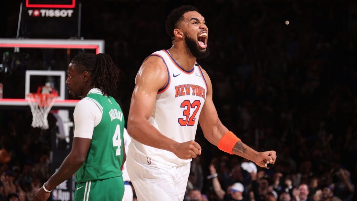 Karl-Anthony Towns 'F**k Boston' T-Shirt Unites Yankees and Mets Fans into Unanimous Cheers 1 Karl-Anthony Towns and his Knicks will need to repeat their Celtics-beating heroics against Indiana Pacers