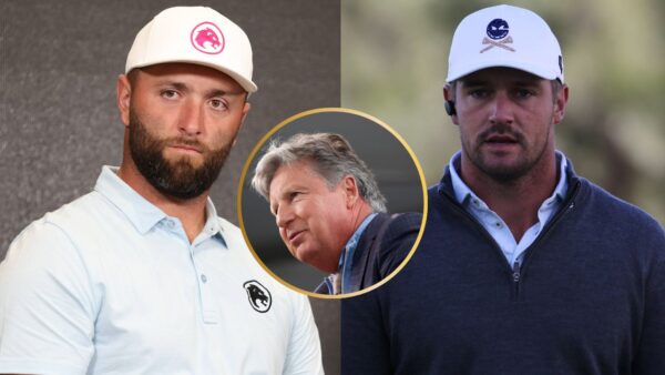 Jon Rahm, Brandel Chamblee and Bryson DeChambeau