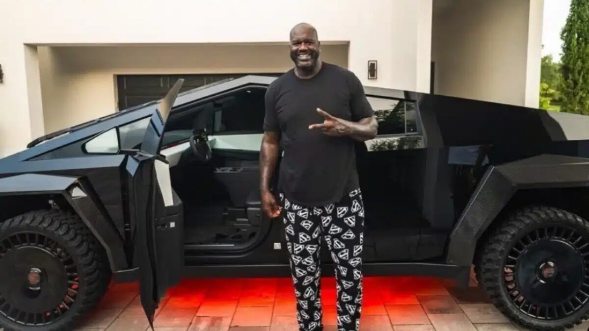 How Shaquille O'Neal Burned Through $600K on Cars and A Trip to Vegas 1 Shaquille O'Neal with his Cybertruck