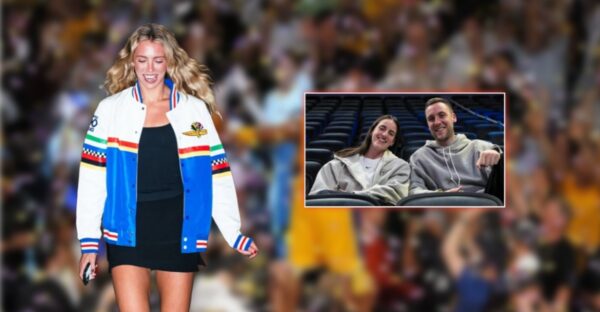 Caitlin Clark and her boyfriend react to Lexie Hull's Indy 500 themed tunnel outfit