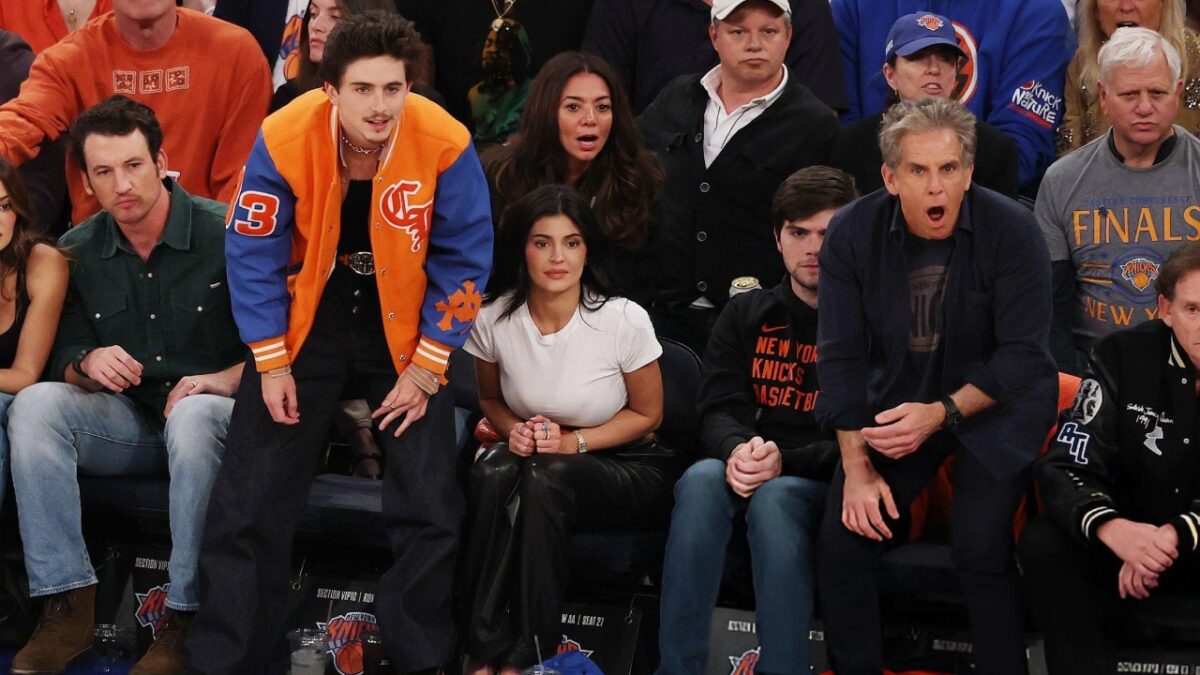 John Mellencamp Criticizes Pat McAfee for Sparking Hostility Toward Timothee Chalamet and Ben Stiller 1 Ben Stiller and Timothee Chalamet at Madison Square Garden for Game 5