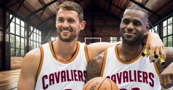 LeBron James Reacts As JR Smith and Kevin Love Have Emotional Reunion At Knicks Game