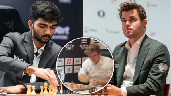 (Video) ‘Irritated’ Magnus Carlsen Bangs Table in Frustration After Losing to Gukesh Dommaraju Leading to Widespread criticism: “Why Does He Act like a wwe wrestler?”