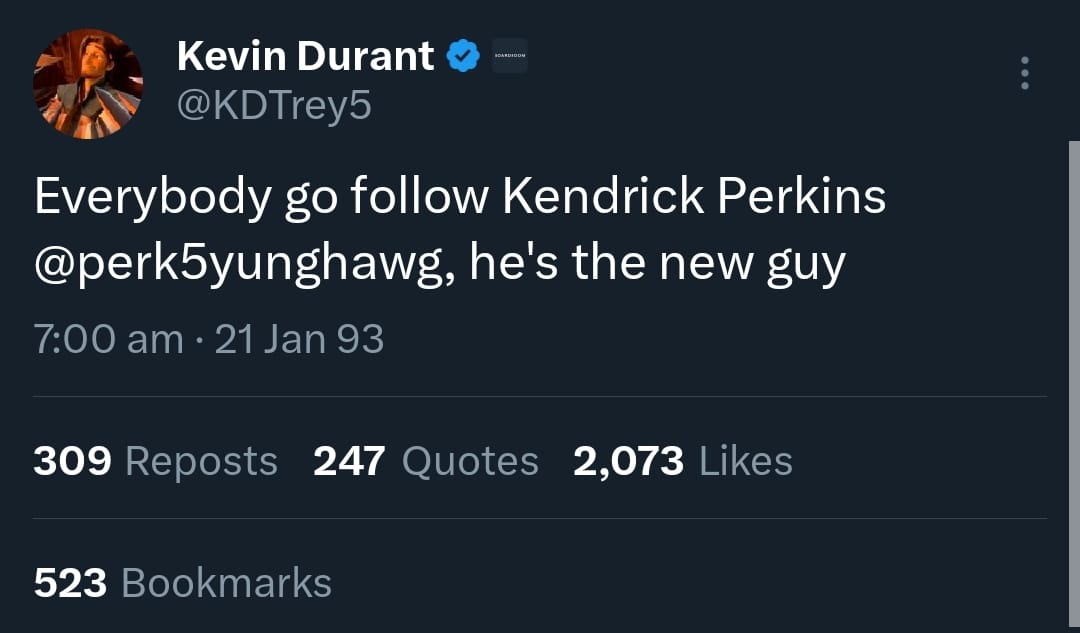 Kevin Durant's Wild 'Time-travel' Moment Sends Fans into Frenzy: "Does This Say 1993????" 1 Screenshot showing the 1993 timestamp