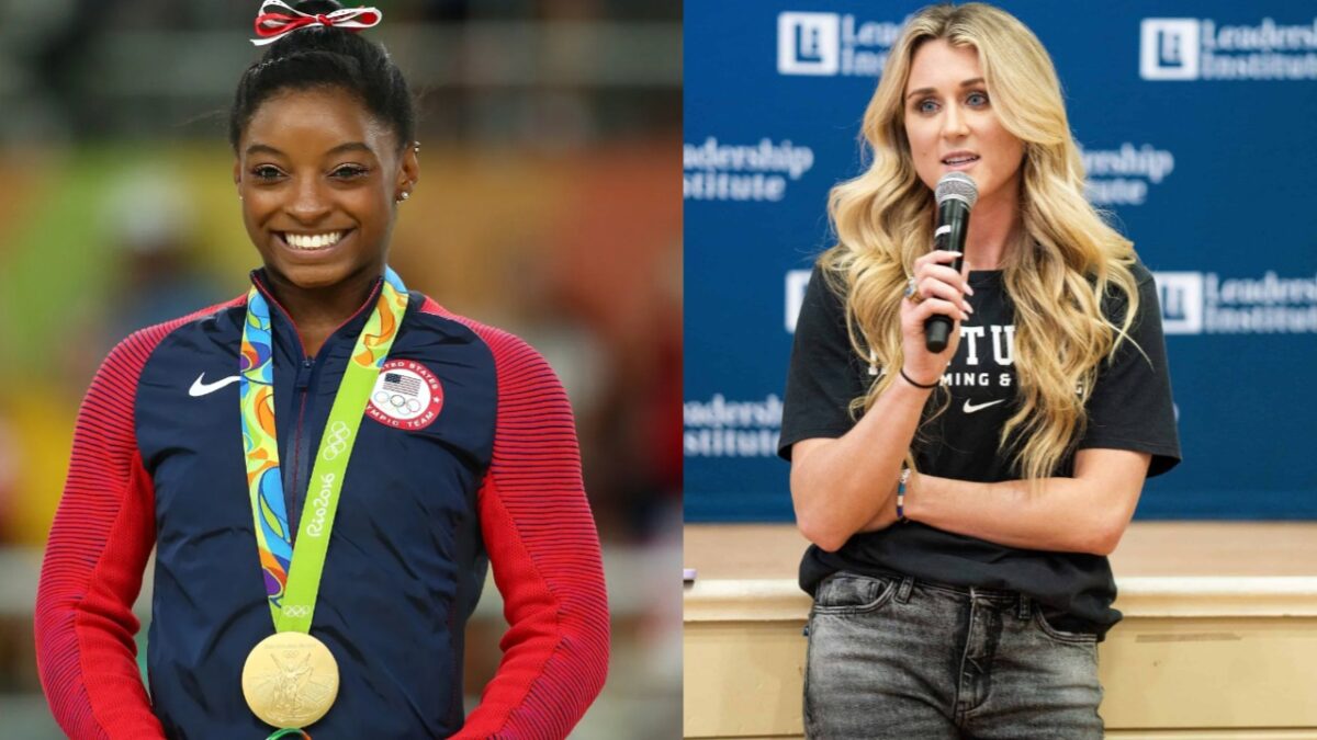 Riley Gaines Crowning Simone Biles as 'GOAT' Despite Political Differences Resurfaces Amidst Transwoman Athlete Spat 1 Simone Biles and Riley Gaines