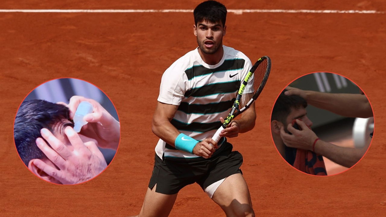 (In Images) Carlos Alcaraz gets Treated for an Eye Issue During Roland Garros Final Against Jannik Sinner