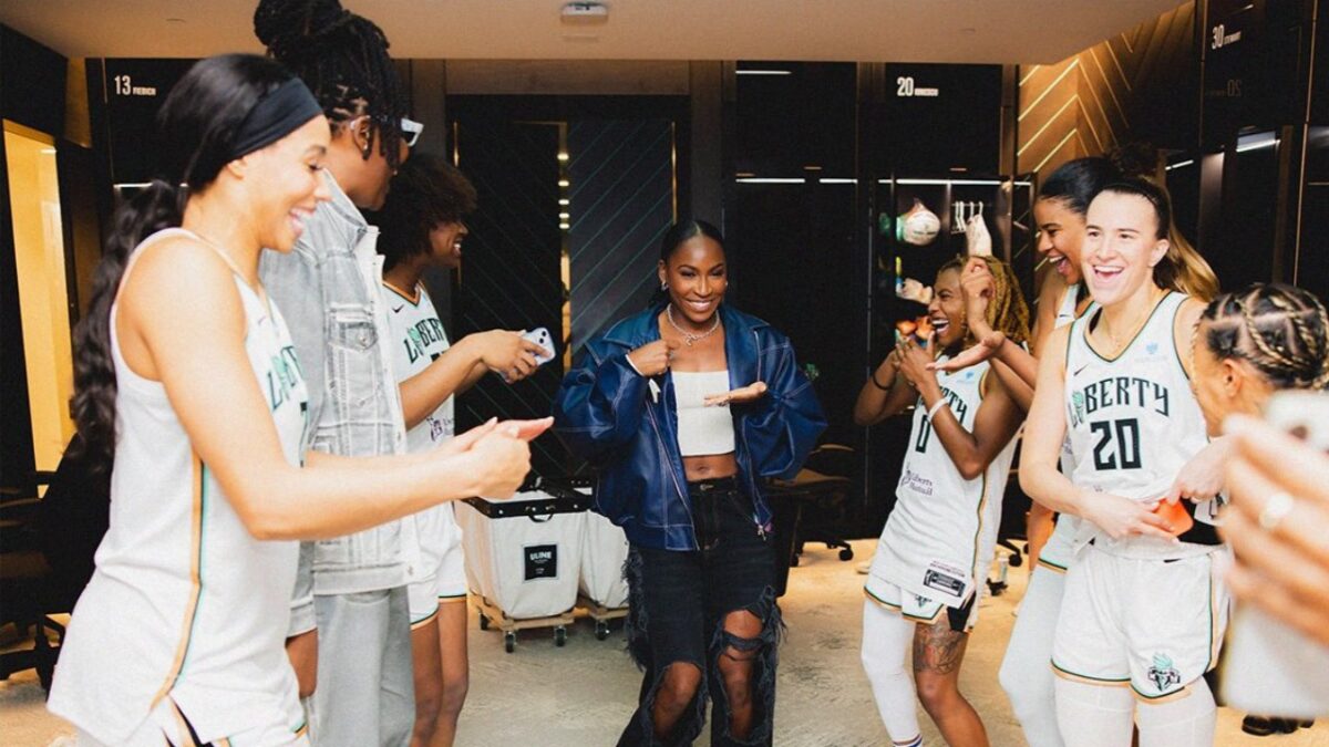 French Open Winner Coco Gauff Sends Liberty Crowd Into Frenzy 1 Coco Gauff dances with the New York Liberty