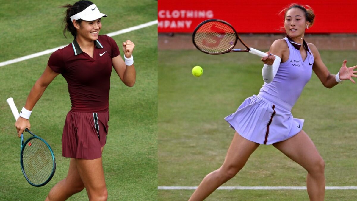 Emma Raducanu "Happy" to Reclaim British No.1 Position After Soaring into Queen's Quarter-Finals 1 Emma Raducanu and Qinwen Zheng (via X/LTA/Xinhua Sports)