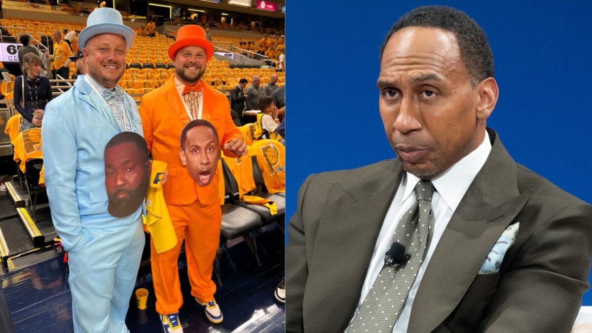 Pat McAfee Urges Stephen A. Smith to Relax Over Tyrese Haliburton Feud 1 Pacers fans dressed as Dumb and Dumber to troll Stephen A. Smith and Kendrick Perkins