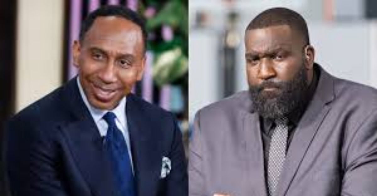 Pacers Fans Roast Stephen A. Smith, Kendrick Perkins at Gainbridge Fieldhouse With Dumb & Dumber Outfits