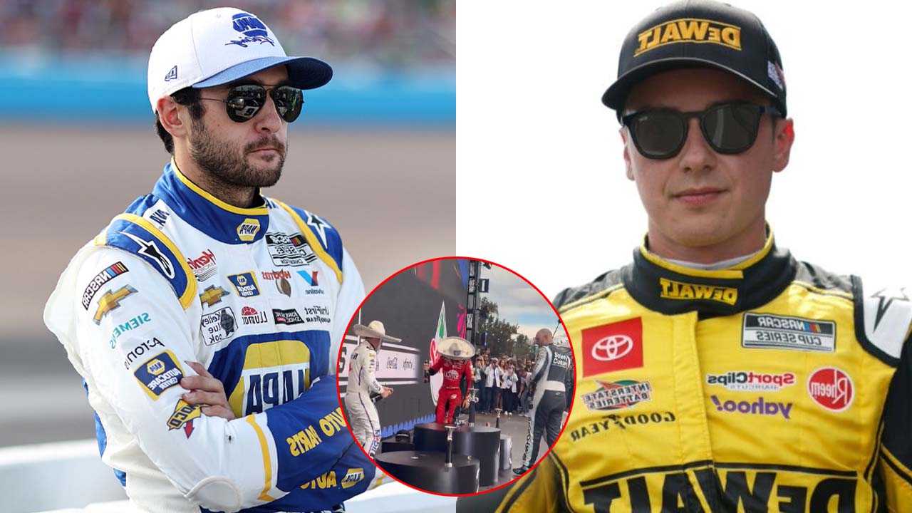 (Video) Chase Elliott and Christopher Bell Fumble Podium Champagne Celebration at Mexico City