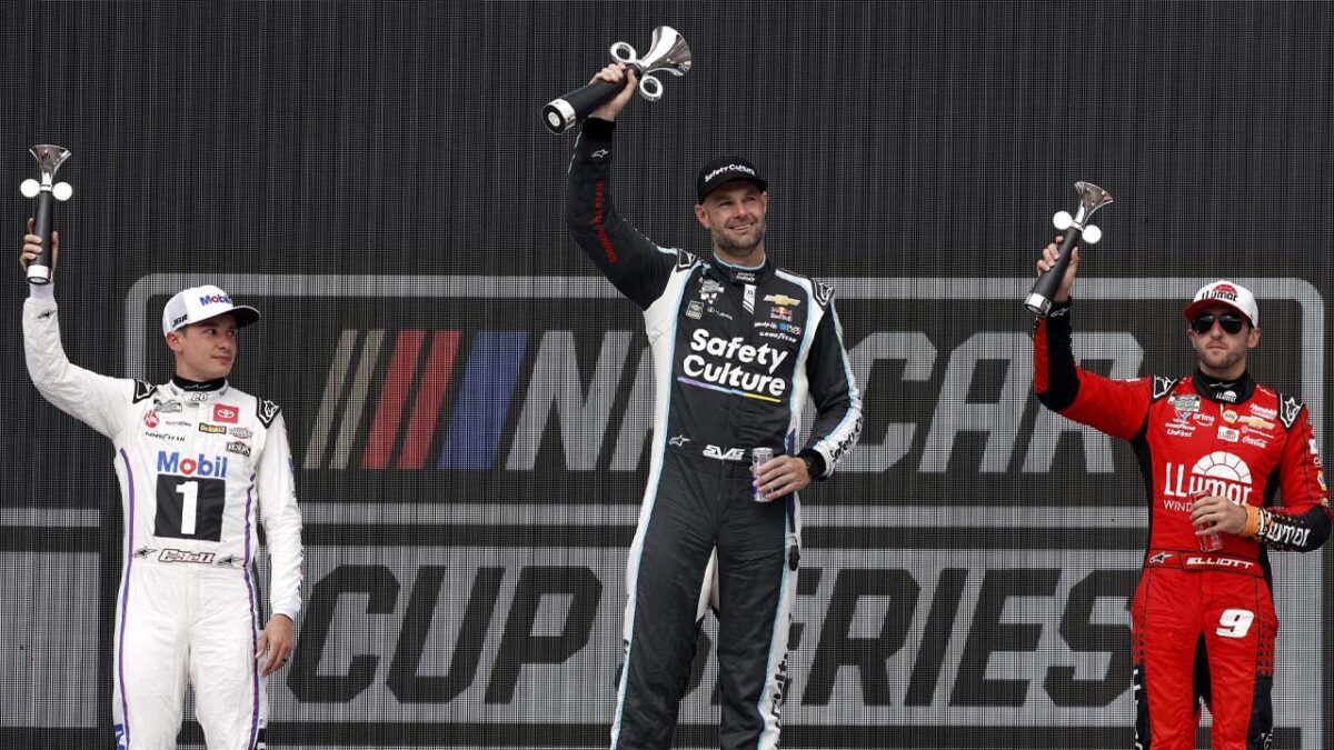 "That Can't Be Right!" Richard Petty Gives Bold Verdict on Shane Van Gisbergen's Playoffs Entry After Mexico win 1 Christopher Bell, Shane van Gisbergen and Chase Elliott at Mexico City race podium (via Getty)