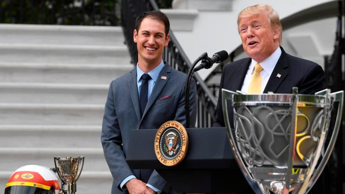 Joey Logano Exposes How Donald Trump's Controversial Announcement Ruined His White House Cup Championship Celebration 1 Joey Logano and Donald Trump at the White House