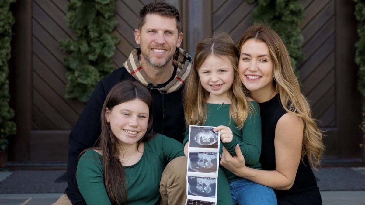 Denny Hamlin Spills the Beans on How He Used AI to Name his newborn son 1 Denny Hamlin with wife and two daughters ahead of son's delivery (via @dennyhamlin/Facebook)
