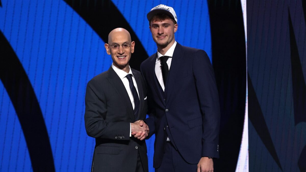 Stephen A. Smith Claims Cooper Flagg Makes Mavs No. 1 Threat to OKC's Crown 1 Cooper Flagg with Adam Silver