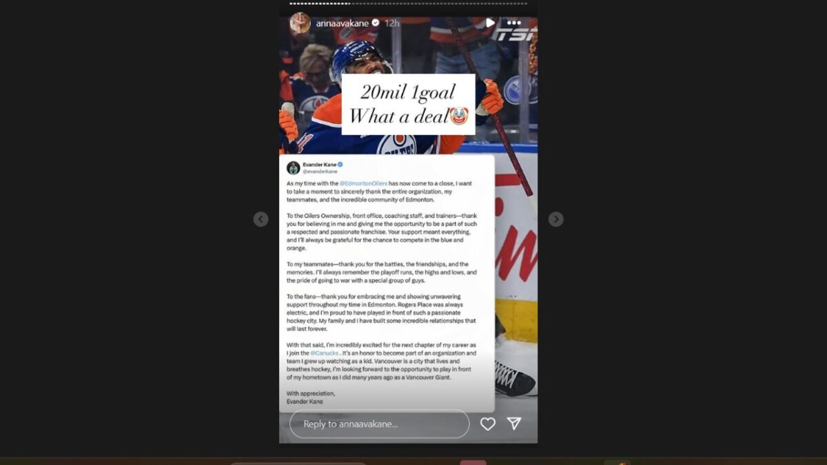 Evander Kane's Ex-Wife Anna Takes BRUTAL Shots at Him Following Trade to Canucks 2 Evander Kane's wife reaction towards his trade