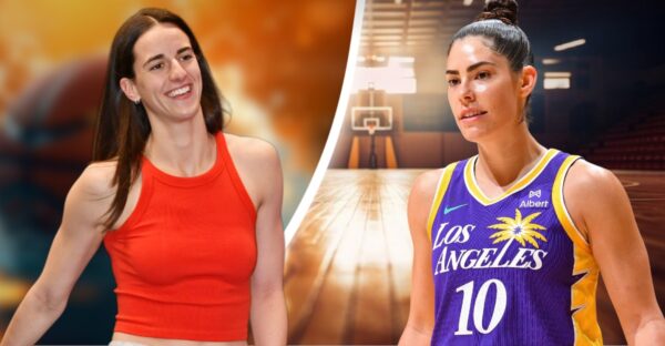 Kelsey Plum and Caitlin Clark