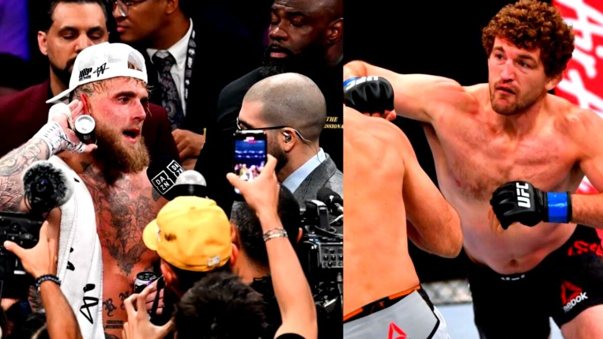 Jake Paul calls on the crowd to help out Ben Askren