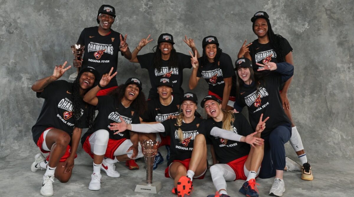 Caitlin Clark Back In Action After Second 5-Game Absence of 2025 Season 1 Caitlin Clark and her teammates after winning Commissioner's Cup