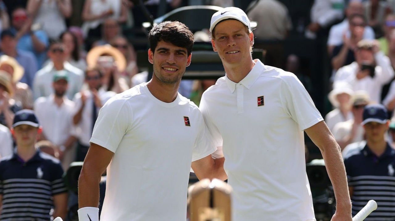 (In Pictures) Carlos Alcaraz Spotted with Bandage on Thigh During Practice Session Before Jannik Sinner Clash in Wimbledon Final
