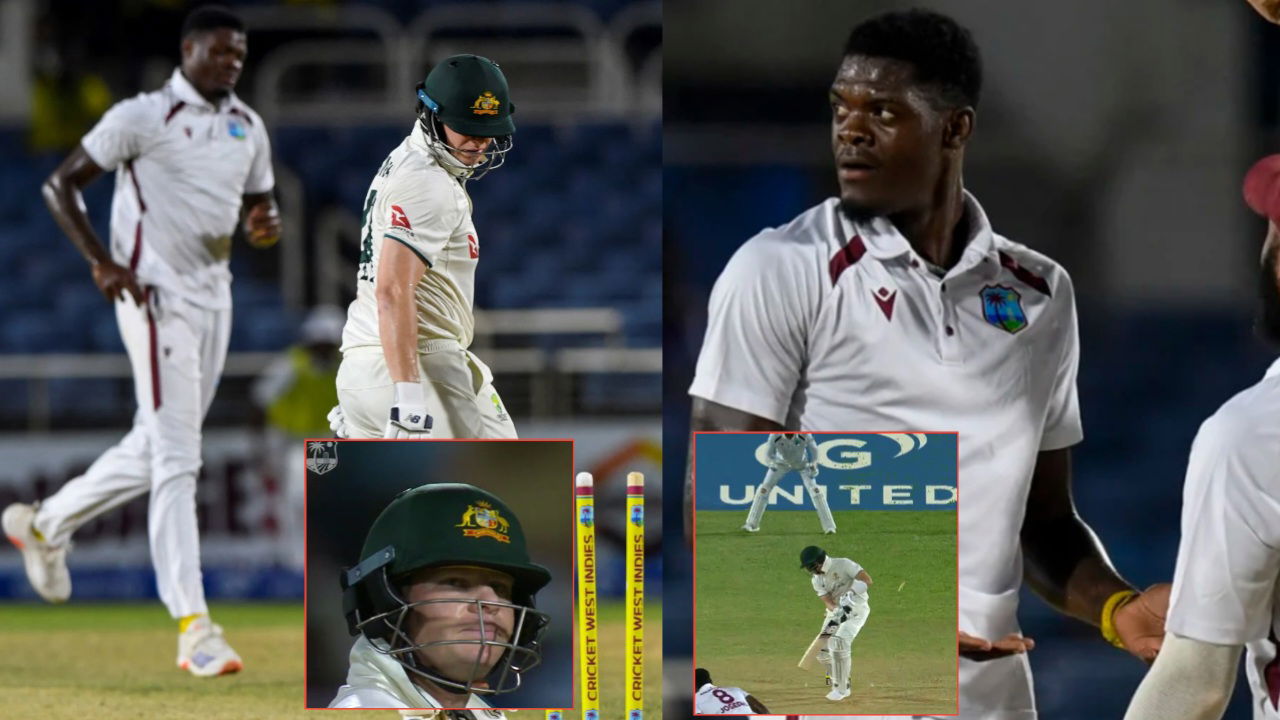 (Video) Alzarri Joseph’s Cold Reaction to Knocking Steve Smith’s Stumps During Kingston Test Goes Viral